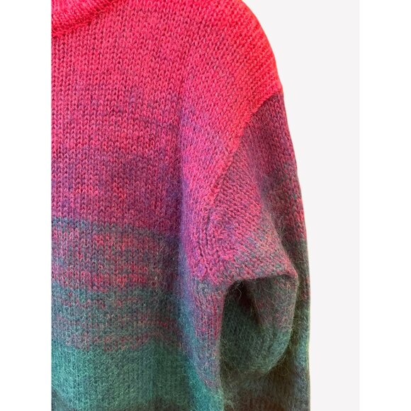 Vintage Mohair Ombre Sweater Sz M Artsy Cozy  Indie Colorblock Knit Pullover - Picture 3 of 7